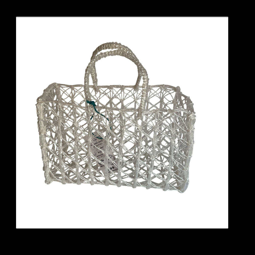 Mexican Clear Woven Tote Bag Biodegradable Plastic Artisan Market Handbag